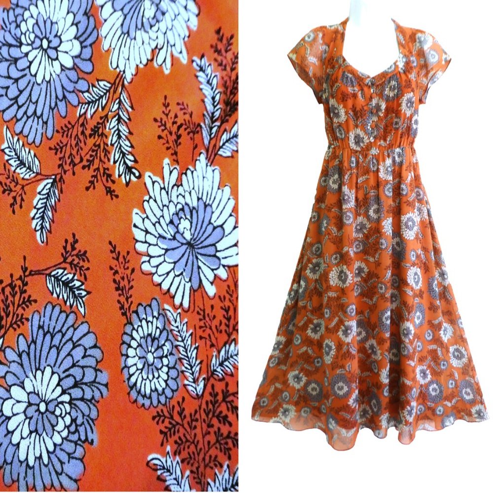Madewell Midi Dress Sheer Sleeve Gathered Blooms Button Front Romantic Farmhouse